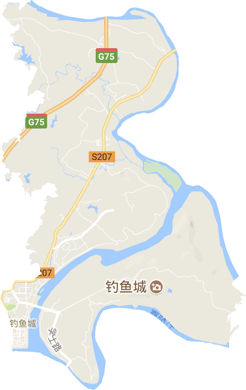 钓鱼城街道电子地图