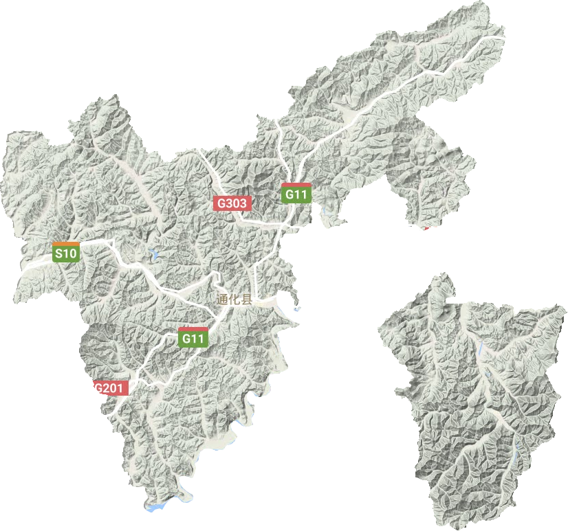 通化县地形地图