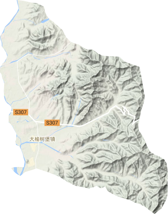 大榆树堡镇地形地图