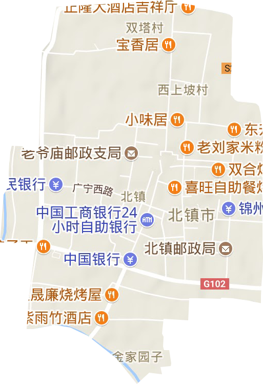 北镇街道地形地图