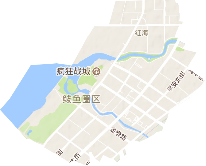红海街道地形地图