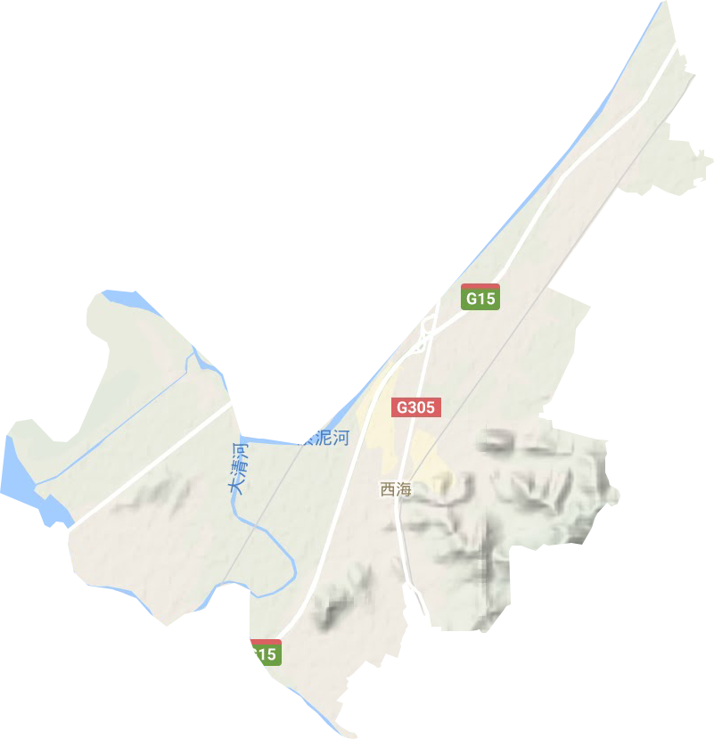 西海街道地形地图