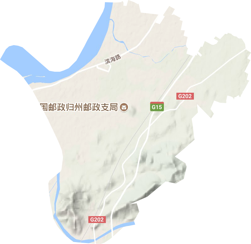 归州街道地形地图
