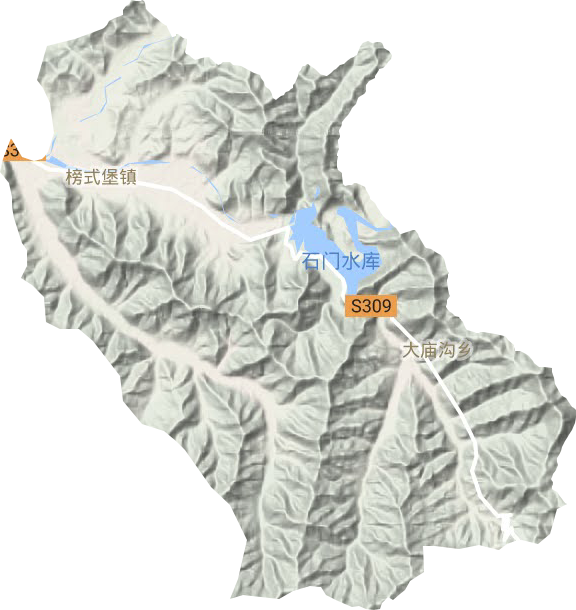 榜式堡镇地形地图