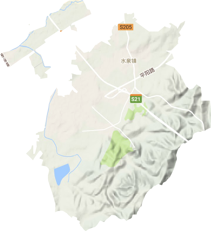 水泉镇地形地图