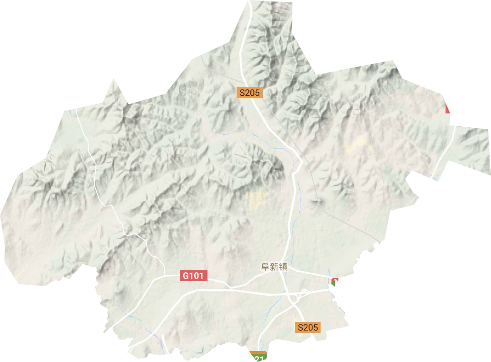 阜新镇地形地图
