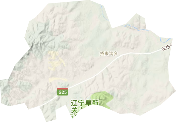 招束沟镇地形地图