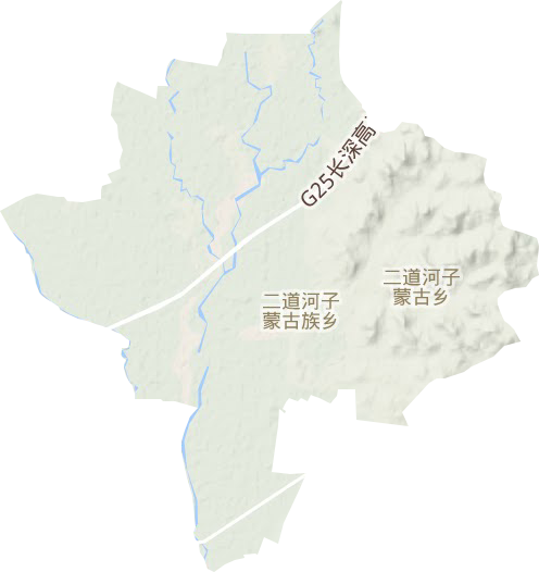 二道河子蒙古族乡地形地图