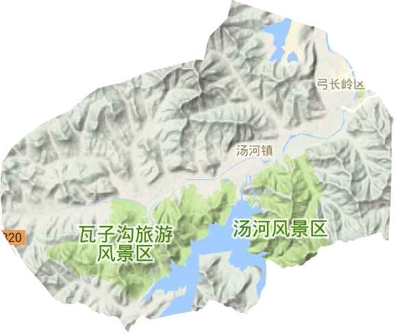 汤河镇地形地图