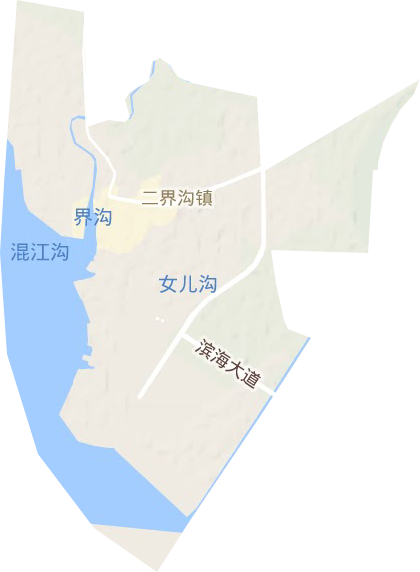 二界沟街道地形地图