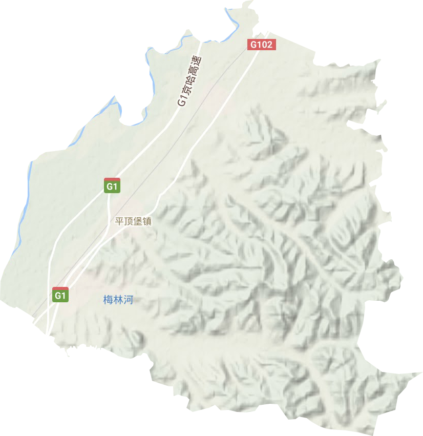 平顶堡镇地形地图