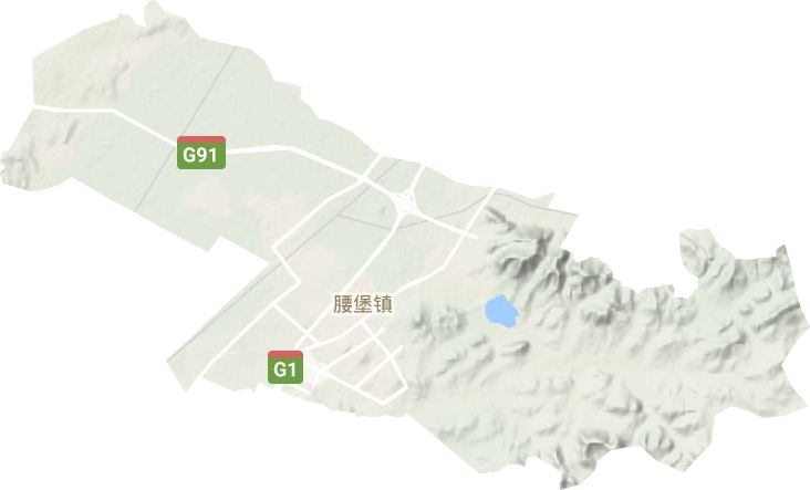 腰堡镇地形地图