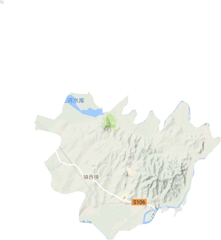 镇西堡镇地形地图