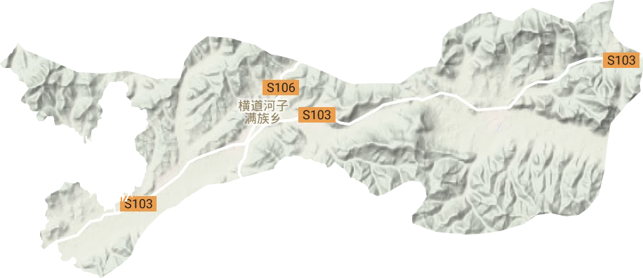 横道河子镇地形地图