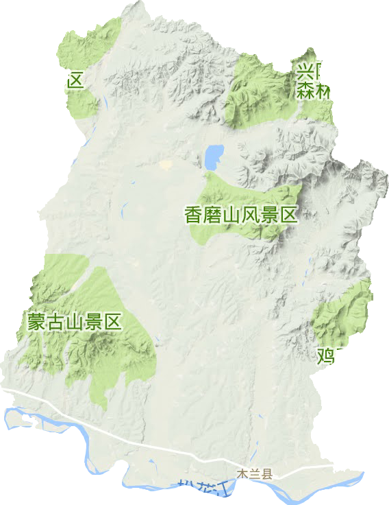 木兰县地形地图