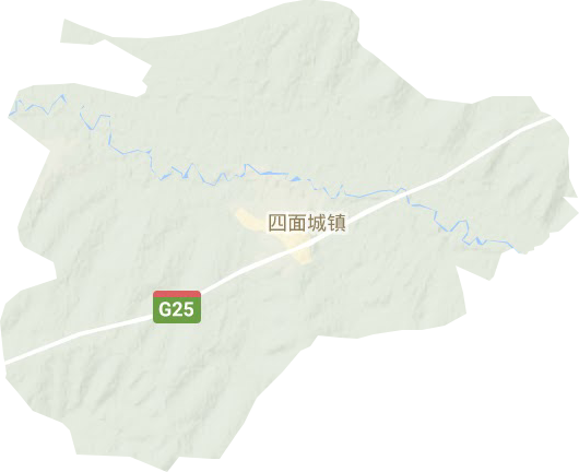 四面城镇地形地图