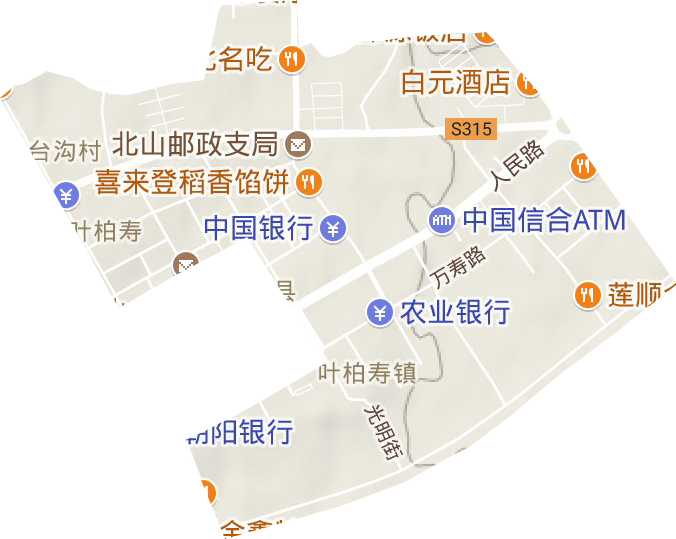 叶柏寿街道地形地图