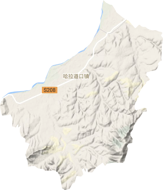 哈拉道口镇地形地图