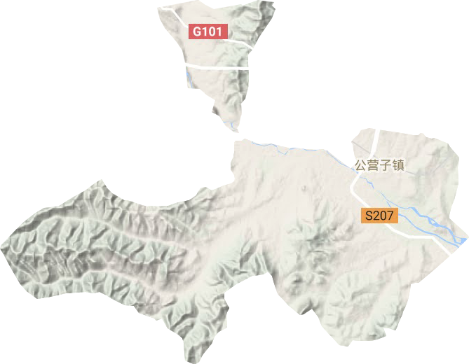 公营子镇地形地图