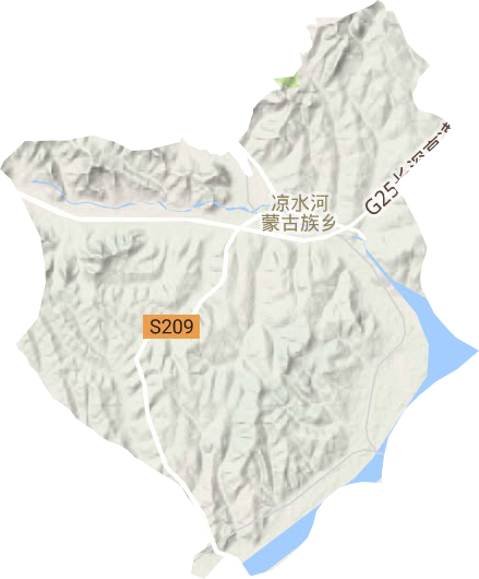 凉水河蒙古族乡地形地图
