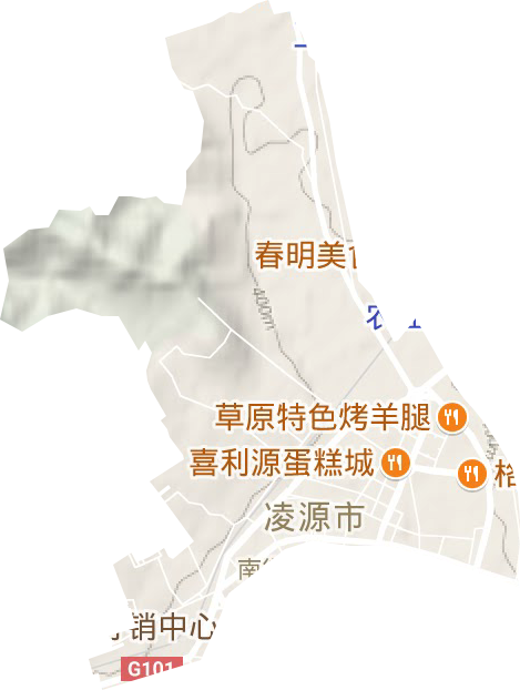 北街街道地形地图