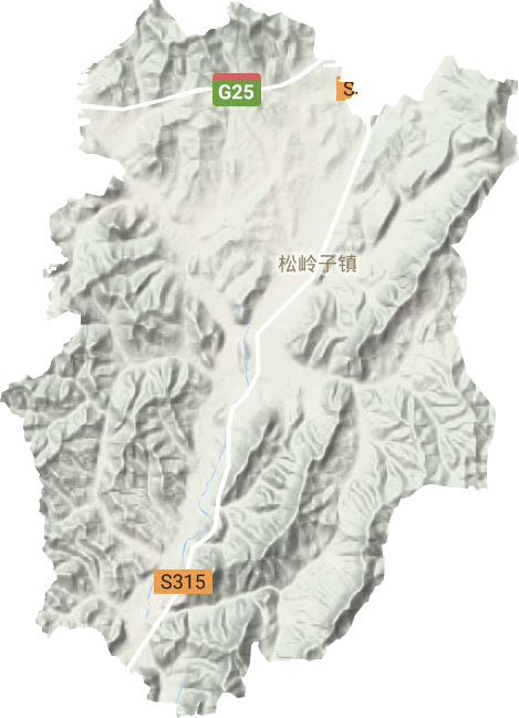 松岭子镇地形地图