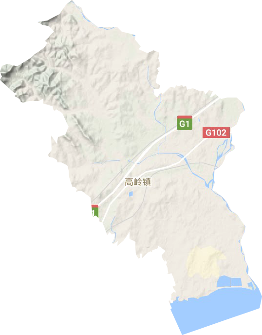 高岭镇地形地图