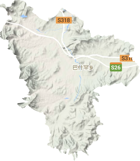 巴什罕乡地形地图