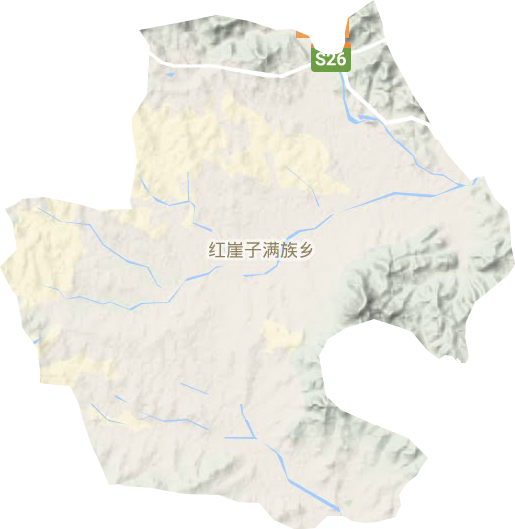 红崖子镇地形地图