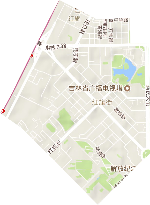 红旗街道地形地图