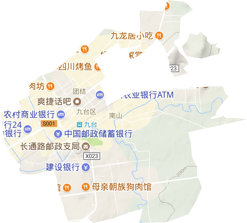 九台街道地形地图