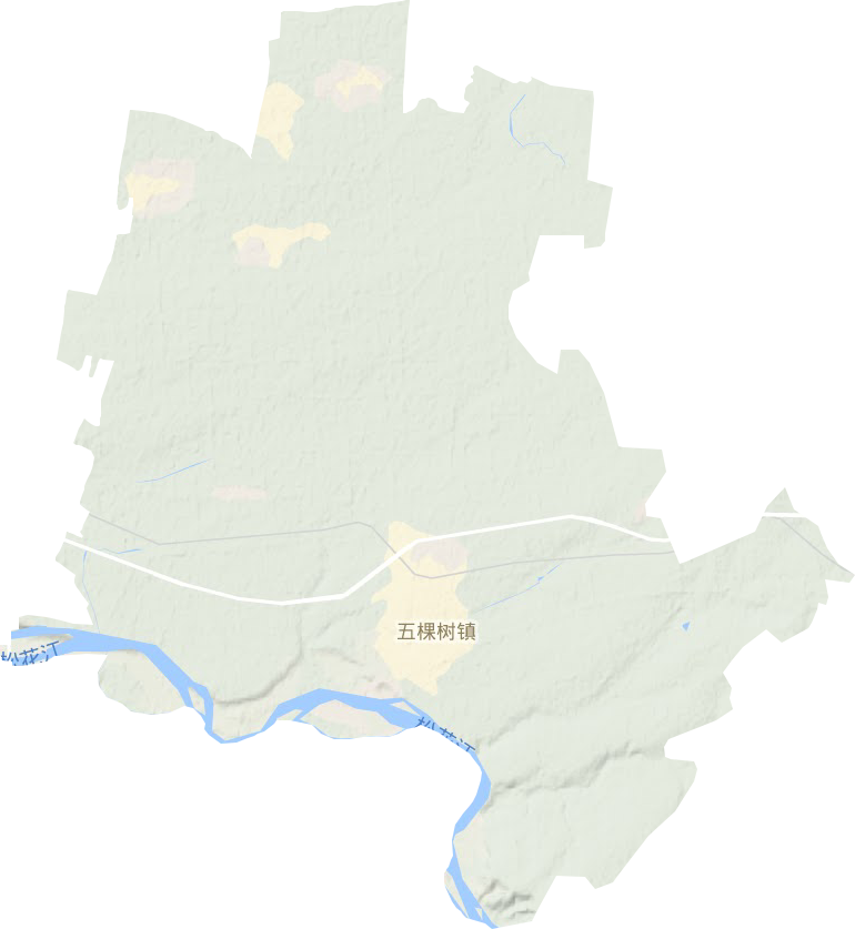 五棵树镇地形地图