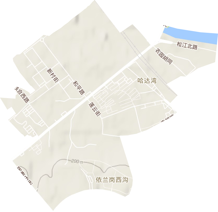 哈达湾街道地形地图