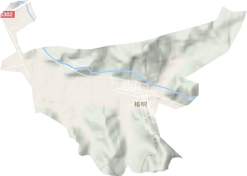 榆树街道地形地图