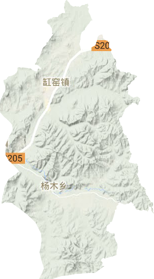 缸窑镇地形地图