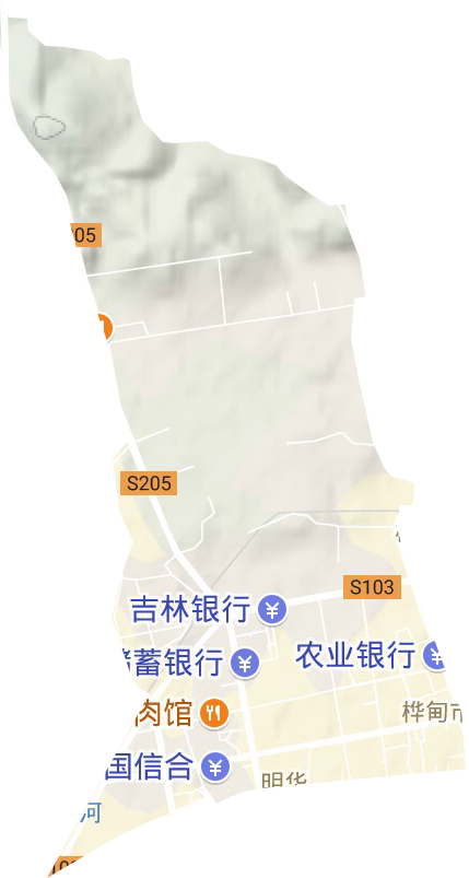 明桦街道地形地图