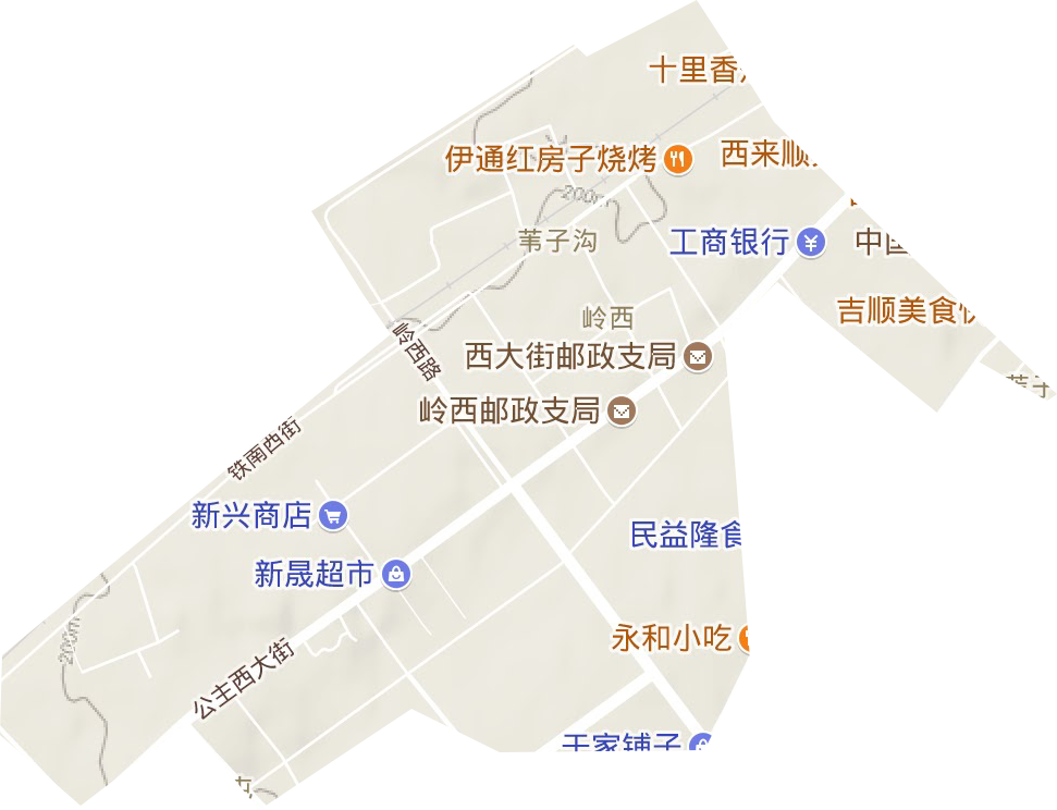 岭西街道地形地图