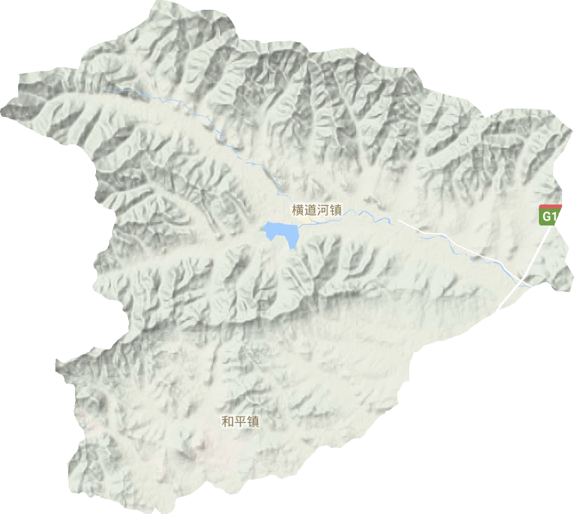 横道河镇地形地图