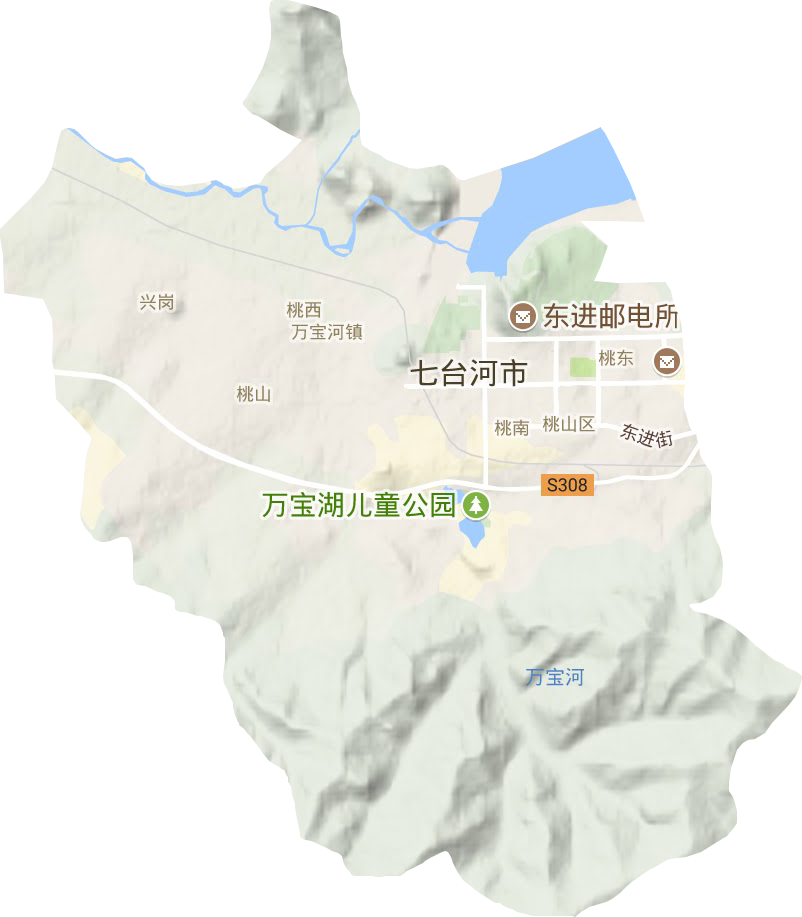 桃山区地形地图