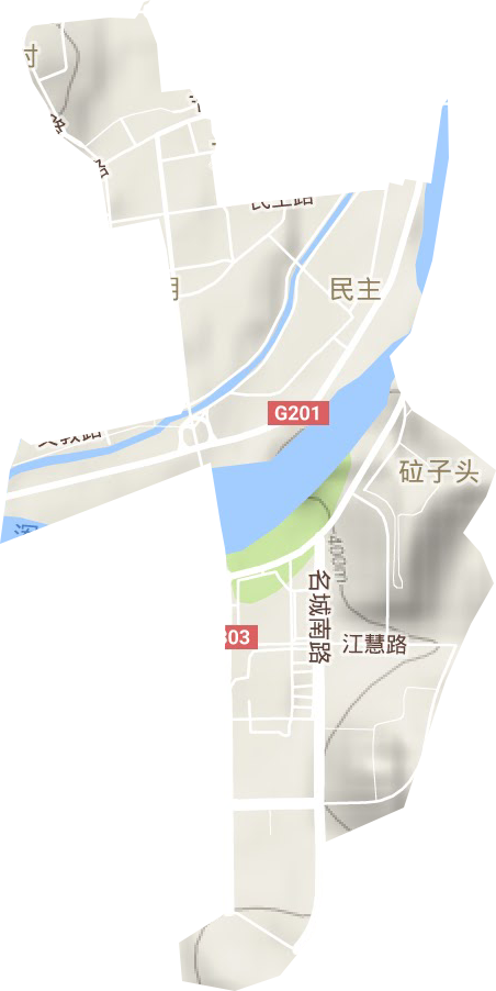 民主街道地形地图