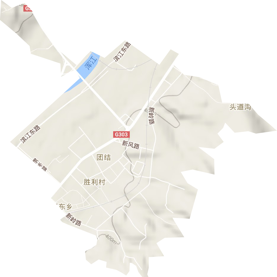 团结街道地形地图