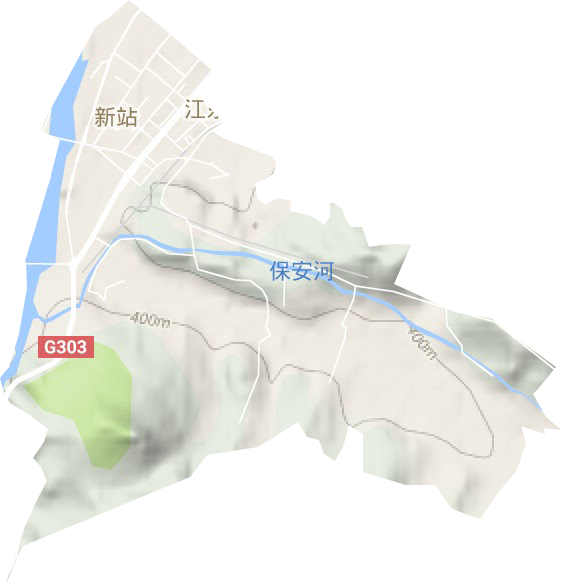 新站街道地形地图