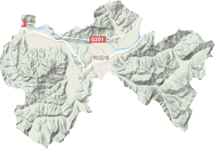 鸭园镇地形地图