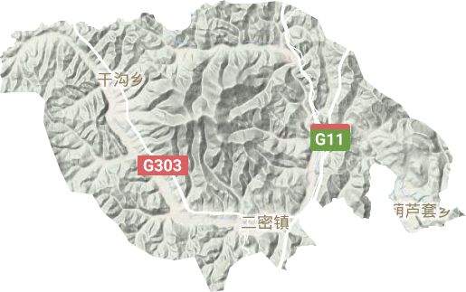 二密镇地形地图