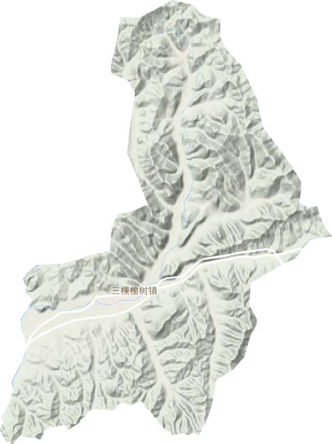三棵榆树镇地形地图
