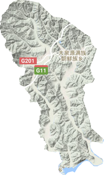 大泉源满族朝鲜族乡地形地图