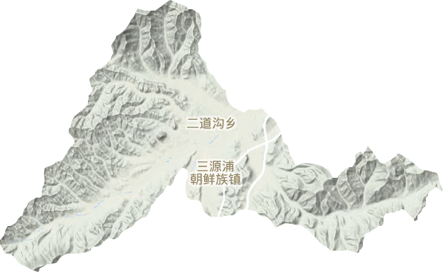 三源浦朝鲜族镇地形地图
