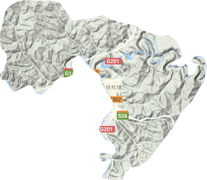 抚松镇地形地图