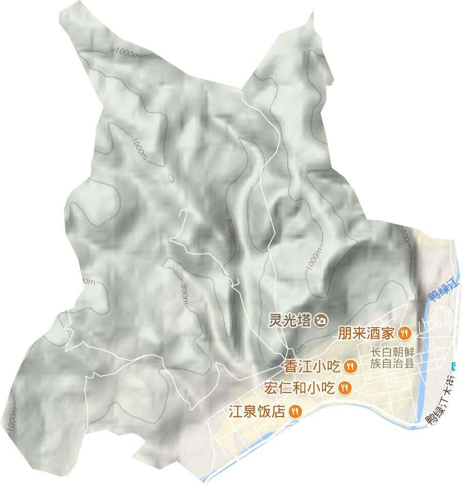长白镇地形地图