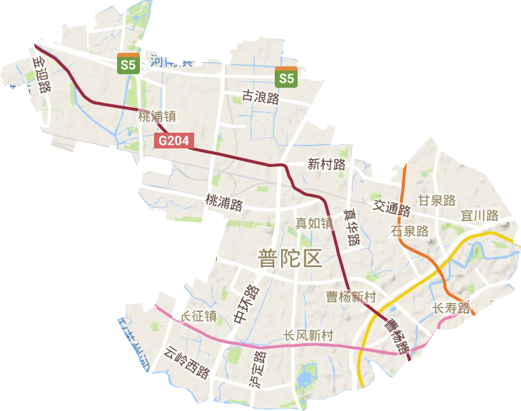 普陀区地形地图